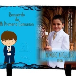 1090-Pizarrra-recuerdo-primera-comunion-1.jpg Pizarra Comunión natural personalizada con fotos 15x20