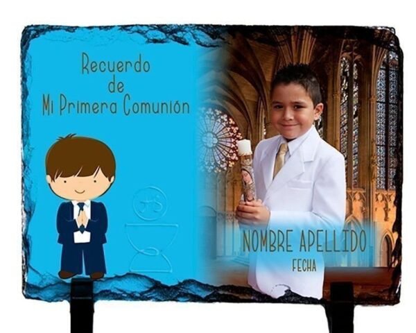 1090-Pizarrra-recuerdo-primera-comunion-1.jpg Pizarra Comunión natural personalizada con fotos 15x20